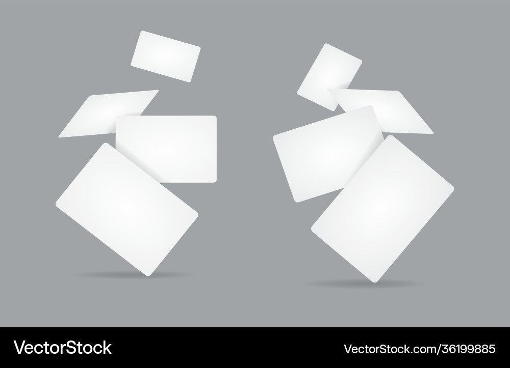 Falling White Paper Cards - 3D Mockup Vector Image