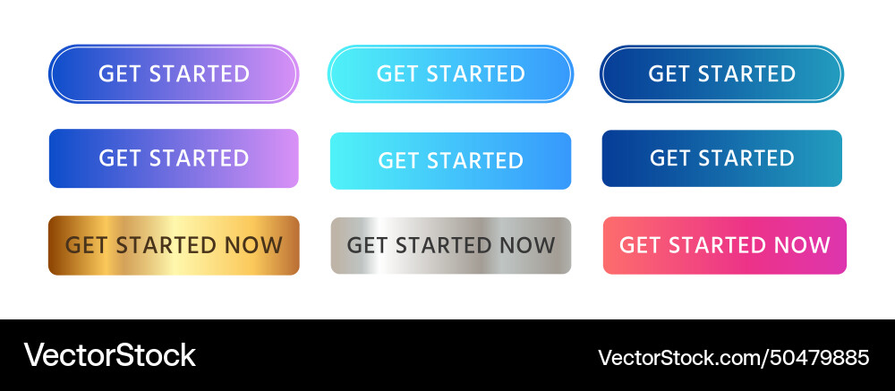 Get started now rectangle shape button web vector image