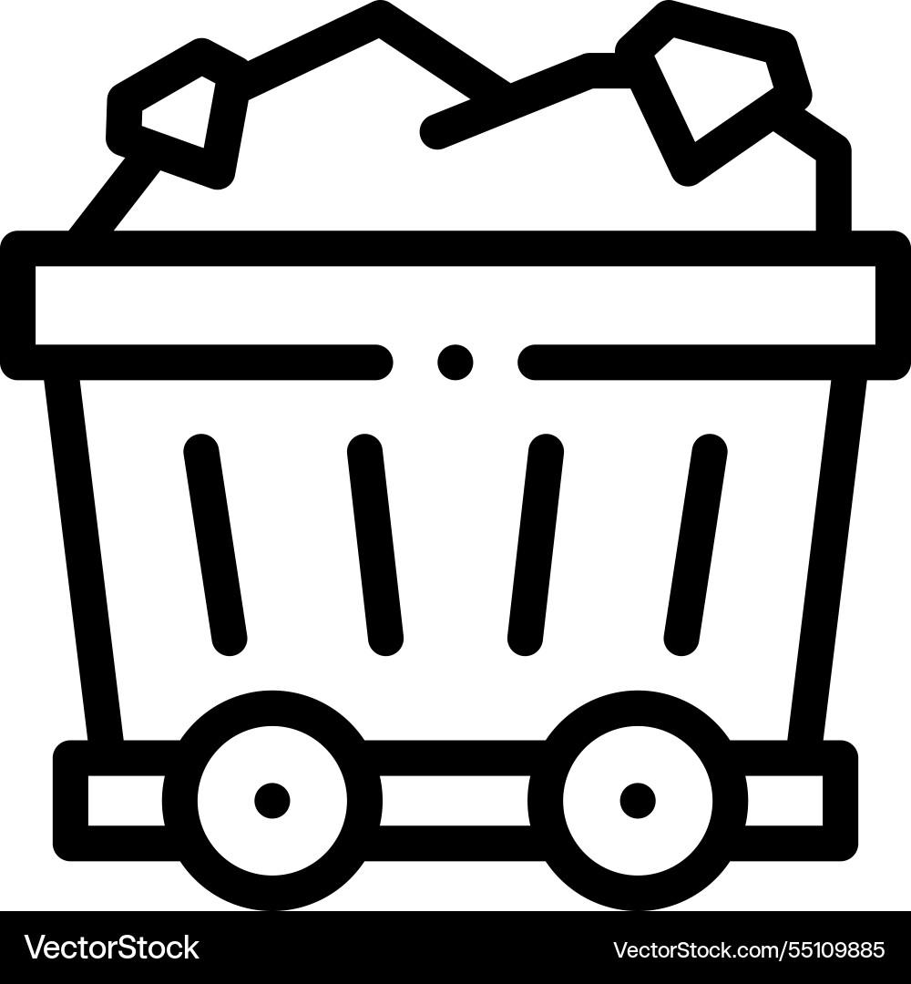 Mining cart icon thin linear style design Mining cart icon thin linear style design vector image