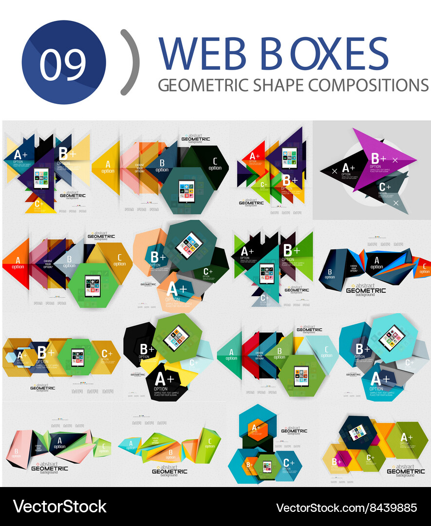 Set of web internet boxes with buttons and sample Vector Image