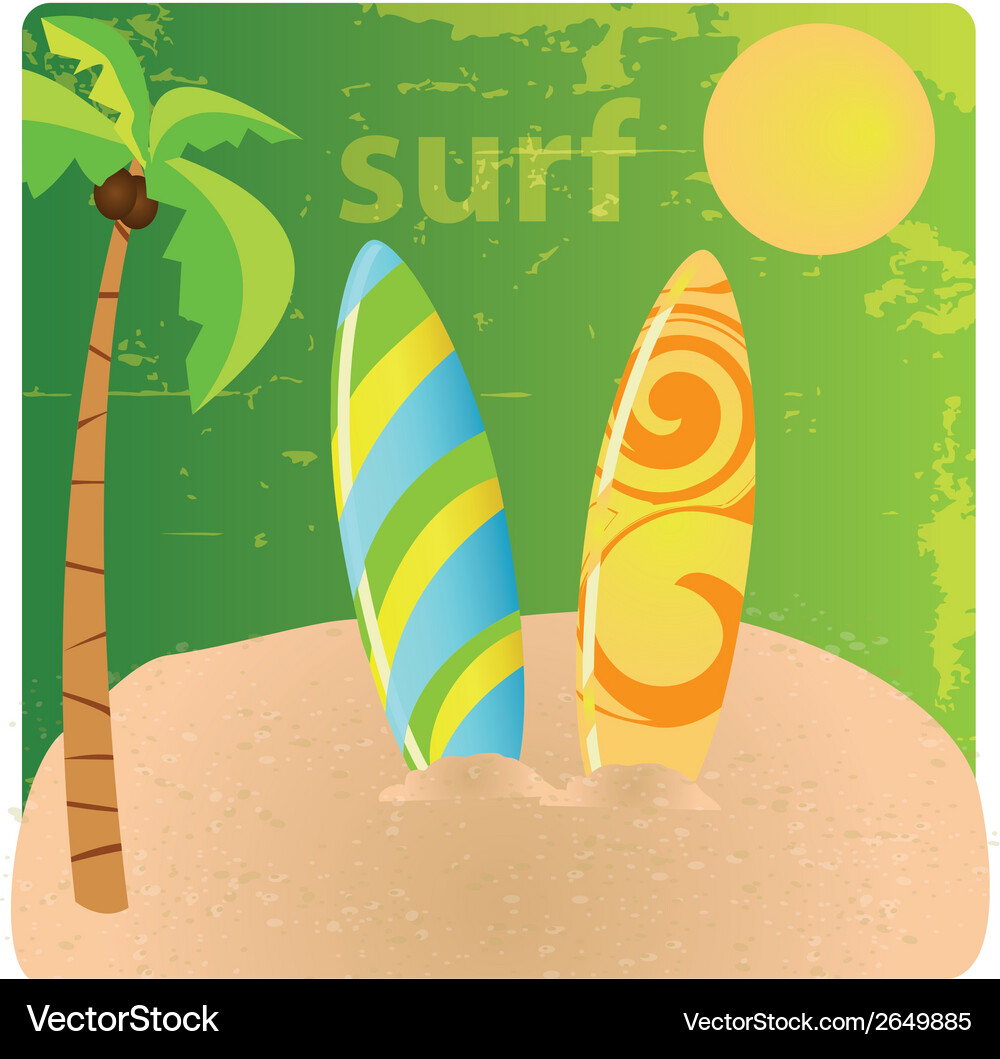 Two colored table surfs in beach Vector Image