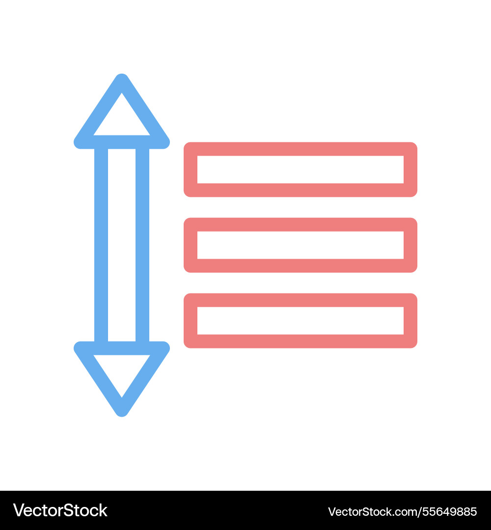 Vertical sort icon for data organization layout vector image