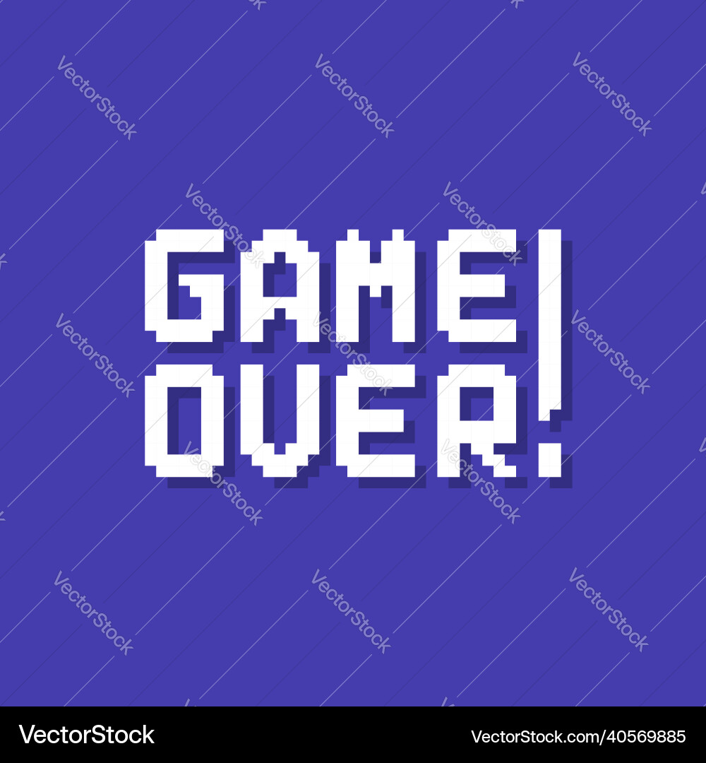 White simple pixelated game over text White simple pixelated game over text vector image