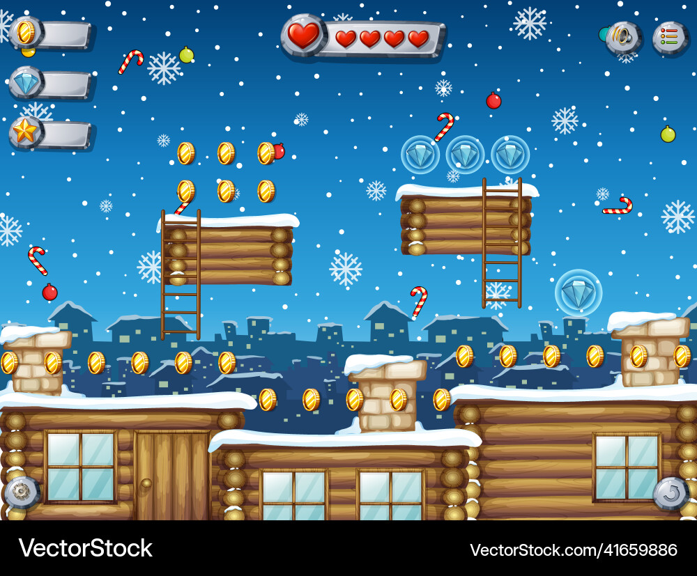 A game template snowing background A game template snowing background vector image