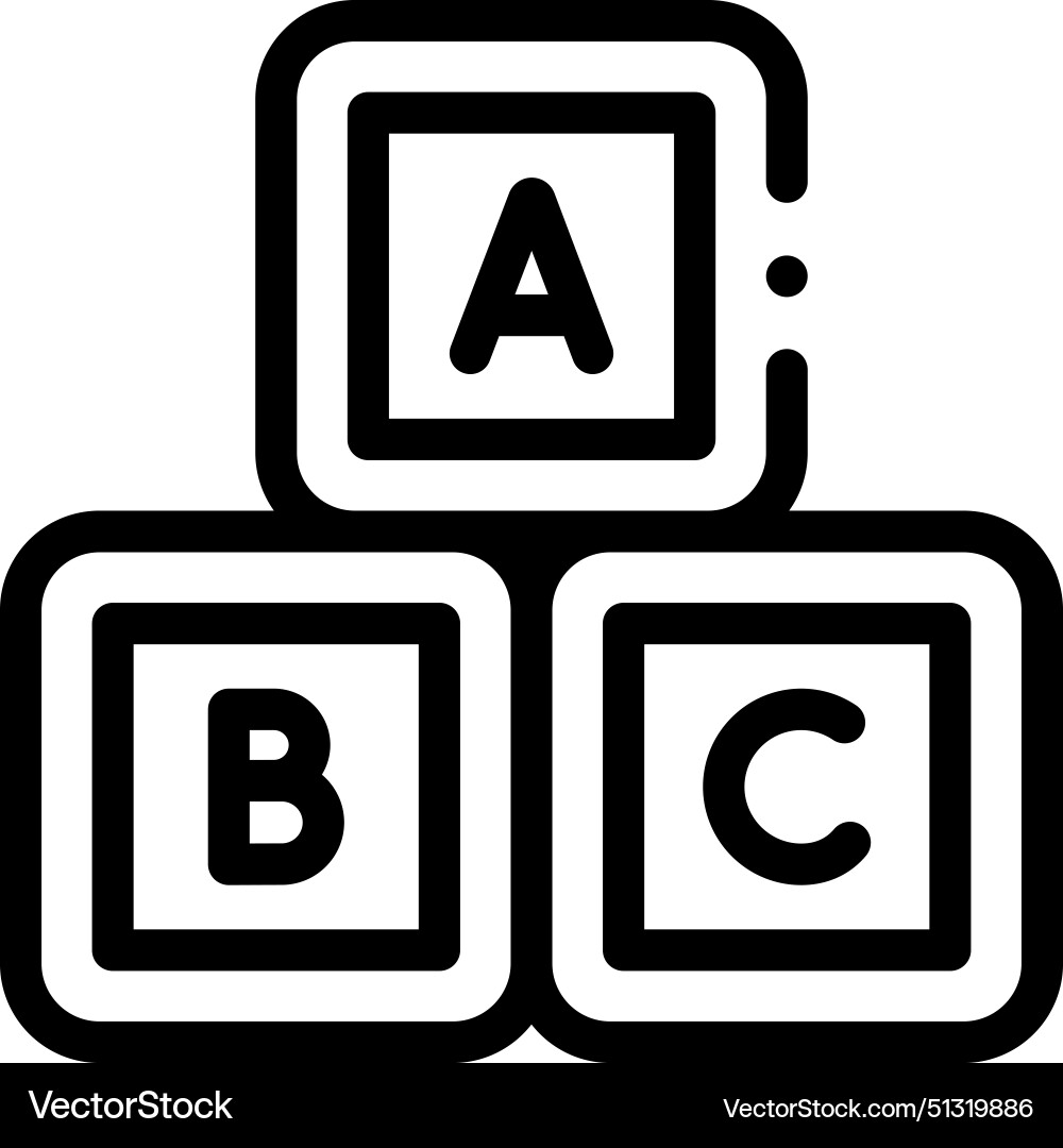 Abc block icon thin linear style design isolated Abc block icon thin linear style design isolated vector image