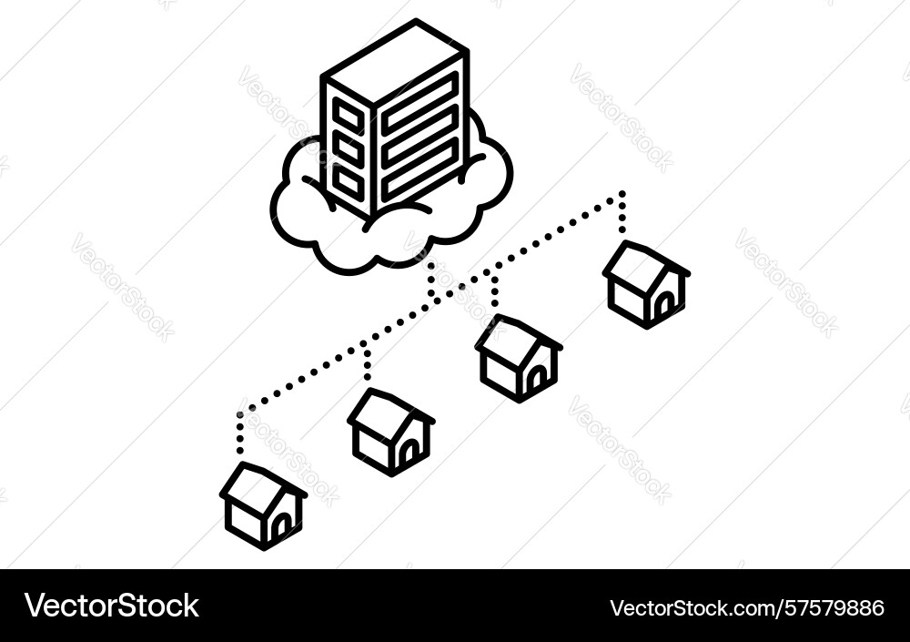 Cloud computing and service usage isometric vector image