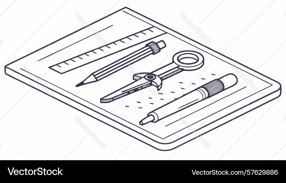 Drafting tools set precision and design vector image