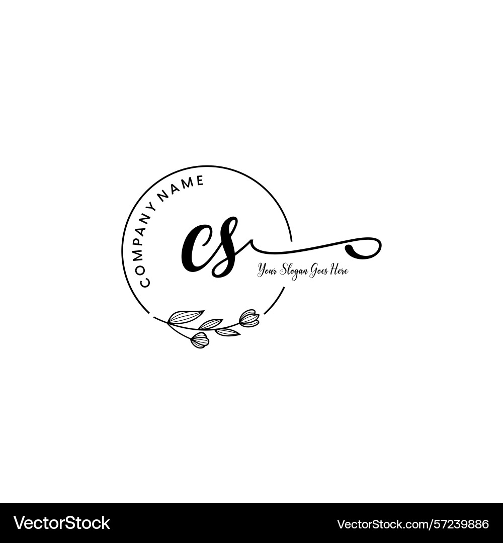 Elegant cs initial logo design with botanical Vector Image