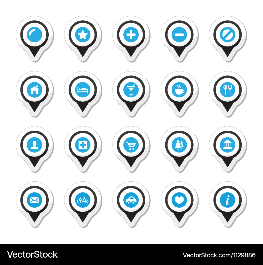 Map Pointer Icons - Location Markers Vector Image