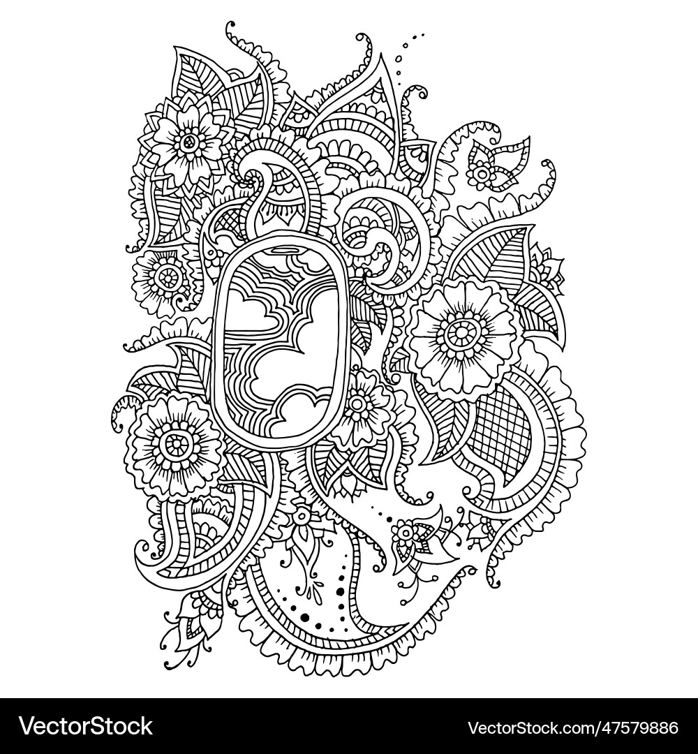 Paisley coloring page black and white stencil Paisley coloring page black and white stencil vector image