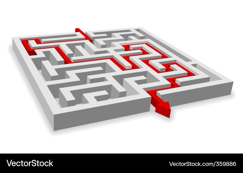 Red Path Through Maze vector image