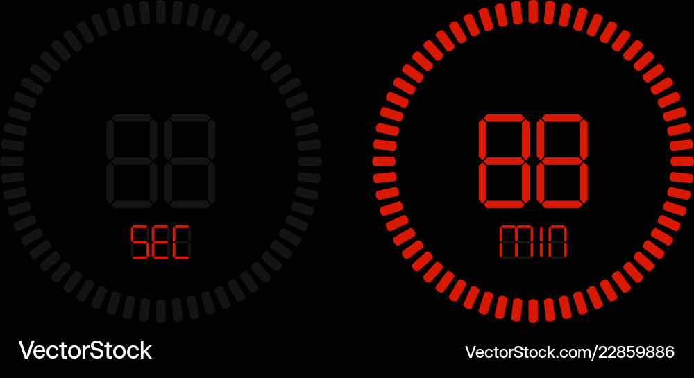 Red stopwatch countdown digital timer Red stopwatch countdown digital timer vector image