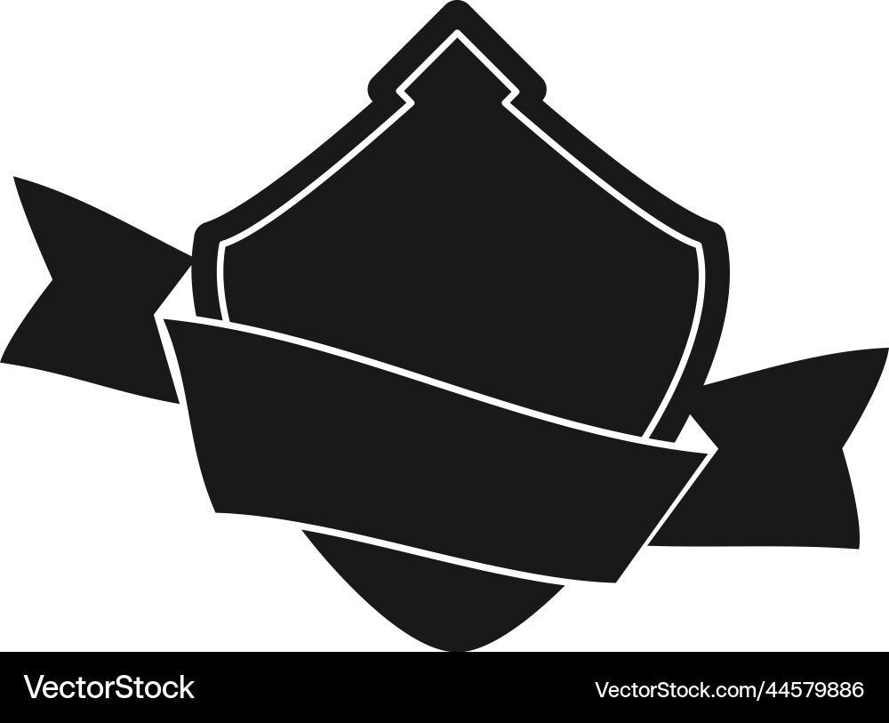 Schild Form Etikett mit Band schwarz Abzeichen Schild Form Etikett mit Band schwarz Abzeichen vektorbild