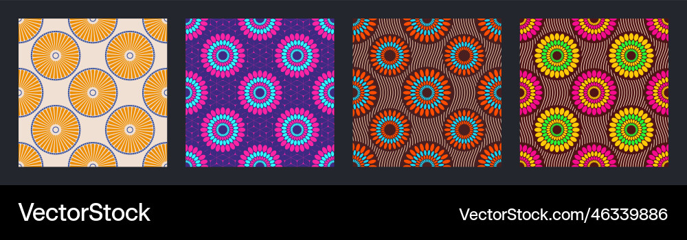 Set of four seamless african fashion patterns Set of four seamless african fashion patterns vector image