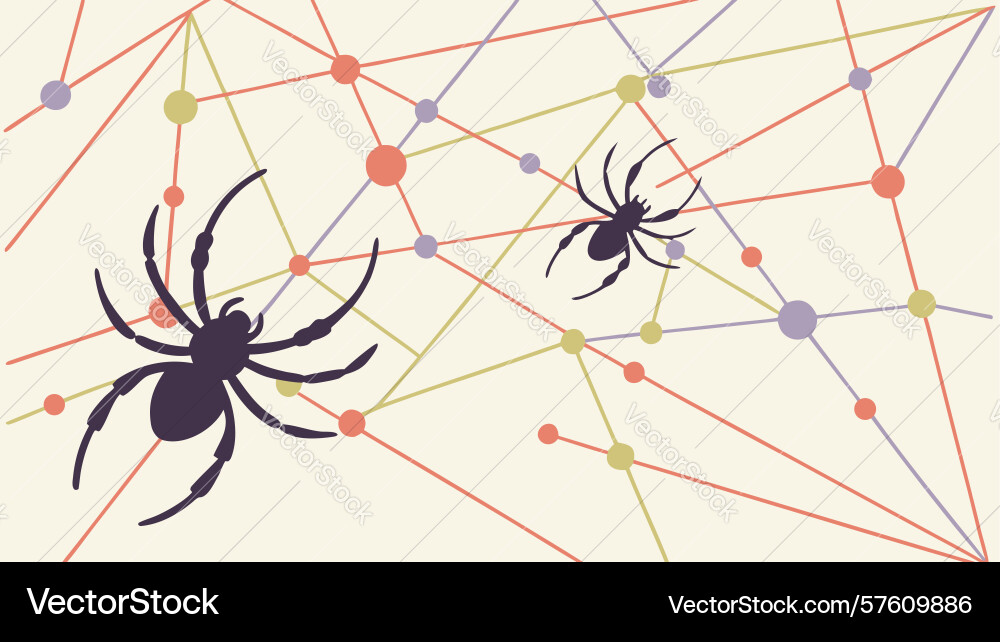 Spider on intricate digital web network vector image