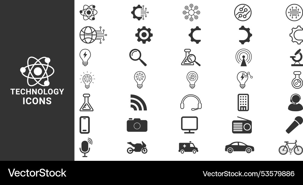 Technology icon set internet network data Technology icon set internet network data Vector Image
