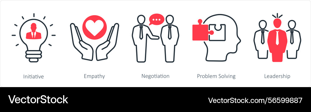 A set of 5 soft skills icons as initiative Vector Image