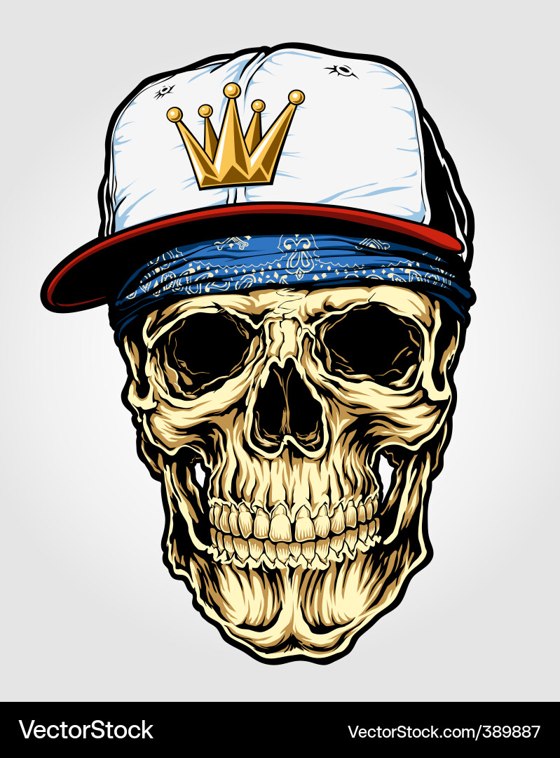 Skull with Bandana & Crown vector image