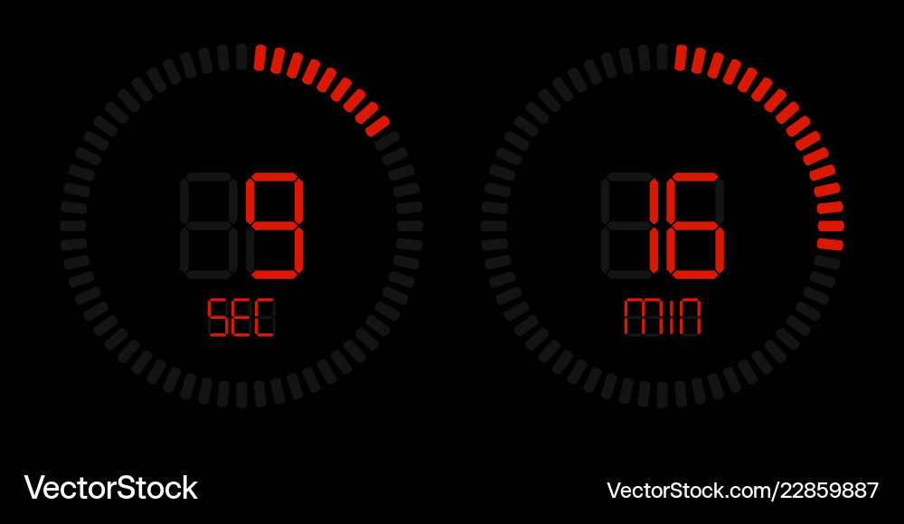 Stopwatch countdown digital red timer display Stopwatch countdown digital red timer display vector image