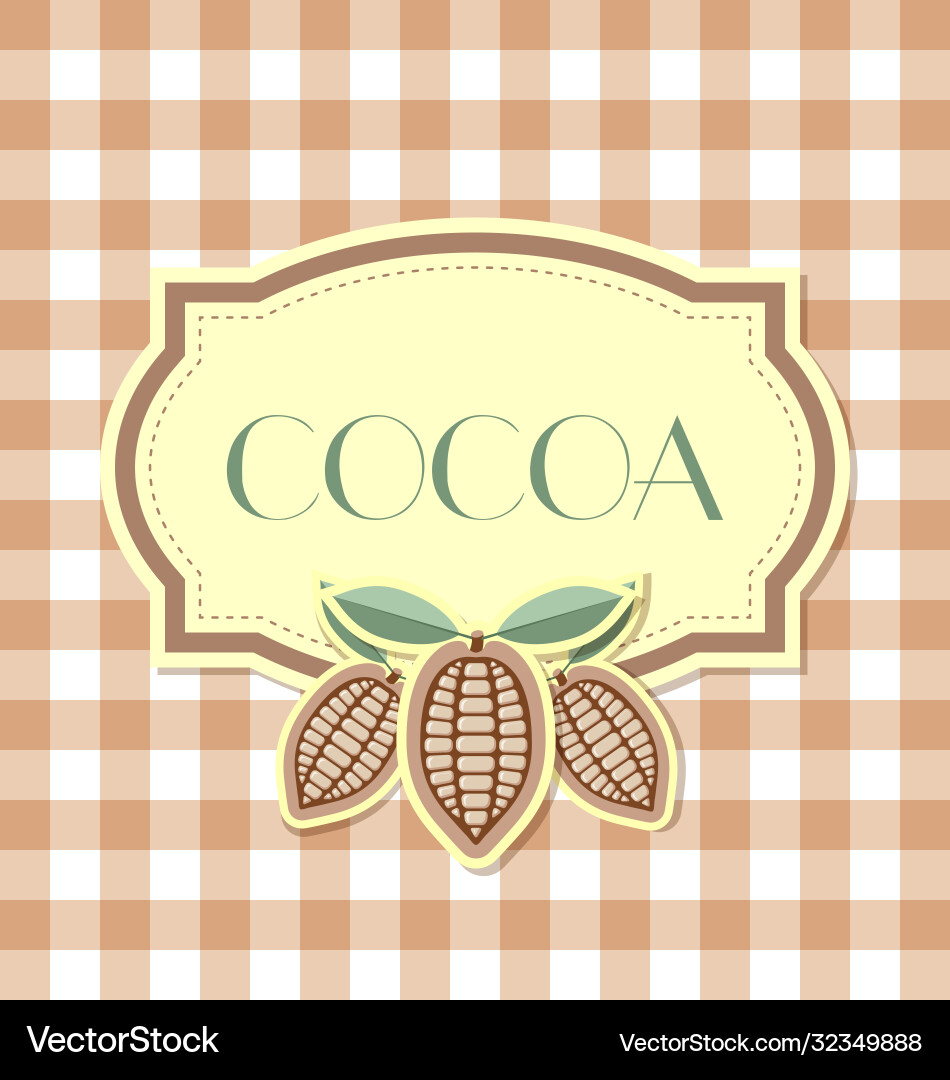 Cocoa label on squared background Cocoa label on squared background vector image