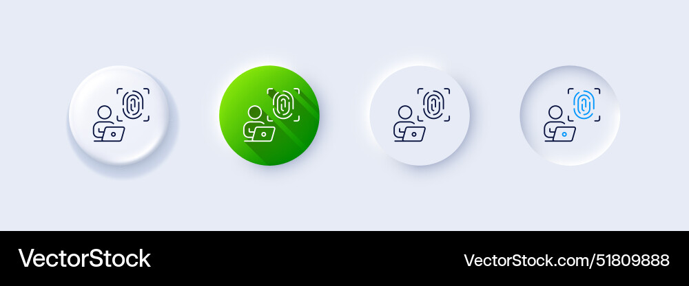 Computer fingerprint line icon finger print scan Computer fingerprint line icon finger print scan vector image