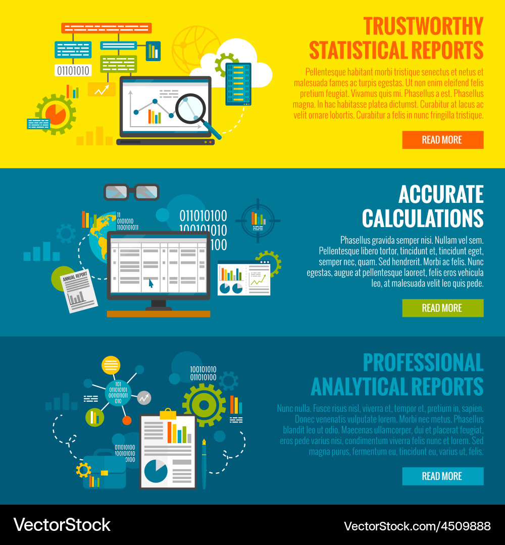 Data Insights Banner Set - Analytics Reports vector image