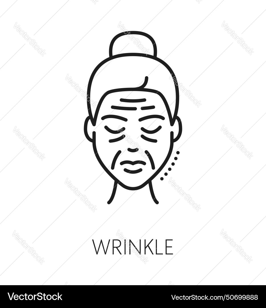 Face wrinkles skincare cosmetology line icon Face wrinkles skincare cosmetology line icon vector image