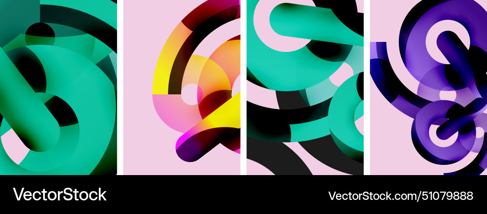 Four different colored circles are lined up Vector Image
