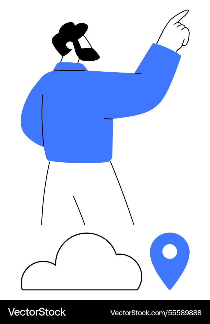 Man pointing towards a direction with location pin Man pointing towards a direction with location pin vector image