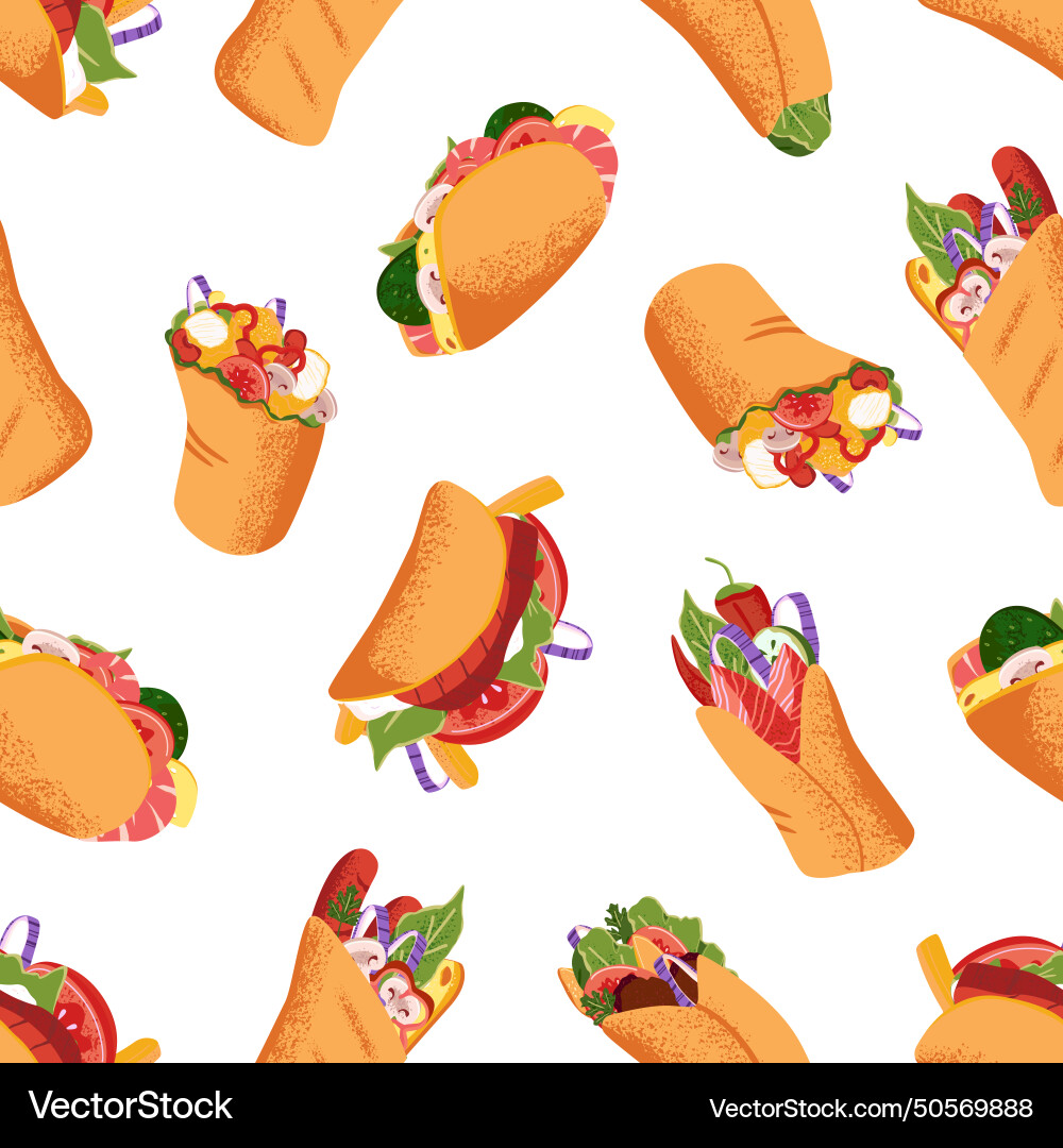 Repeating pattern of different shawarmas fast Repeating pattern of different shawarmas fast vector image