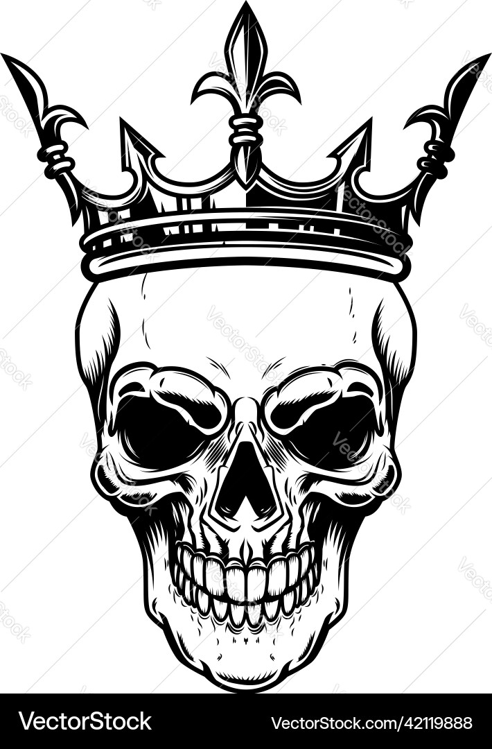 Skull with king crown design element for logo Vector Image