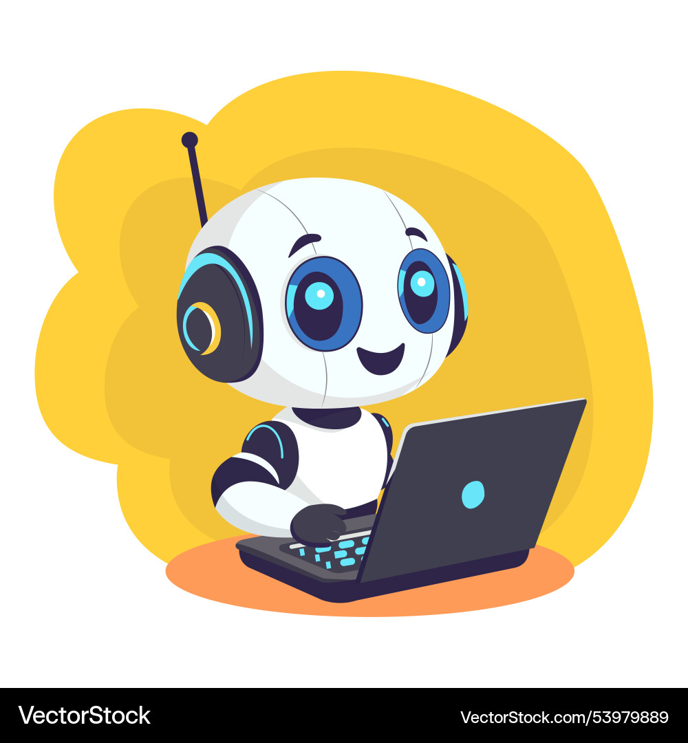 A friendly robot with happy face big sparkling A friendly robot with happy face big sparkling vector image