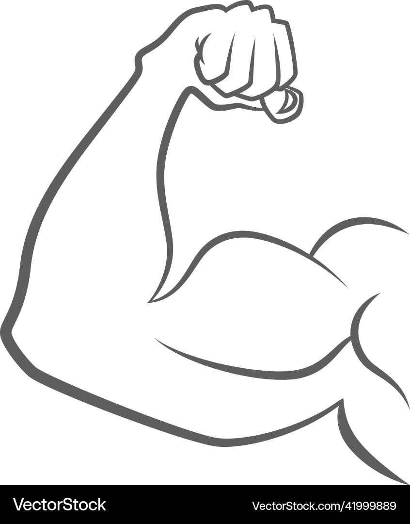 Biceps icon strong hand muscle in outline style vector image