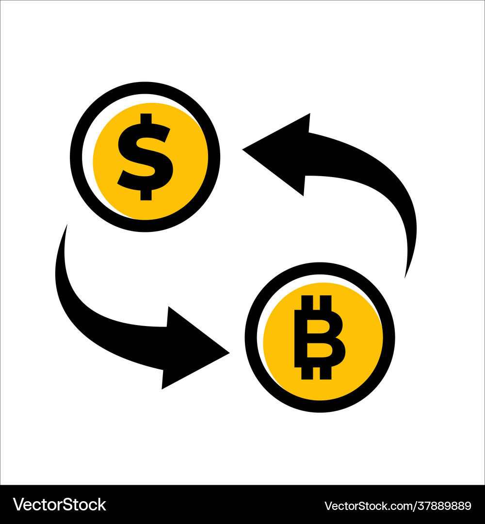 Bitcoin to dollar rate icon design – Royalty-Free Vector | VectorStock