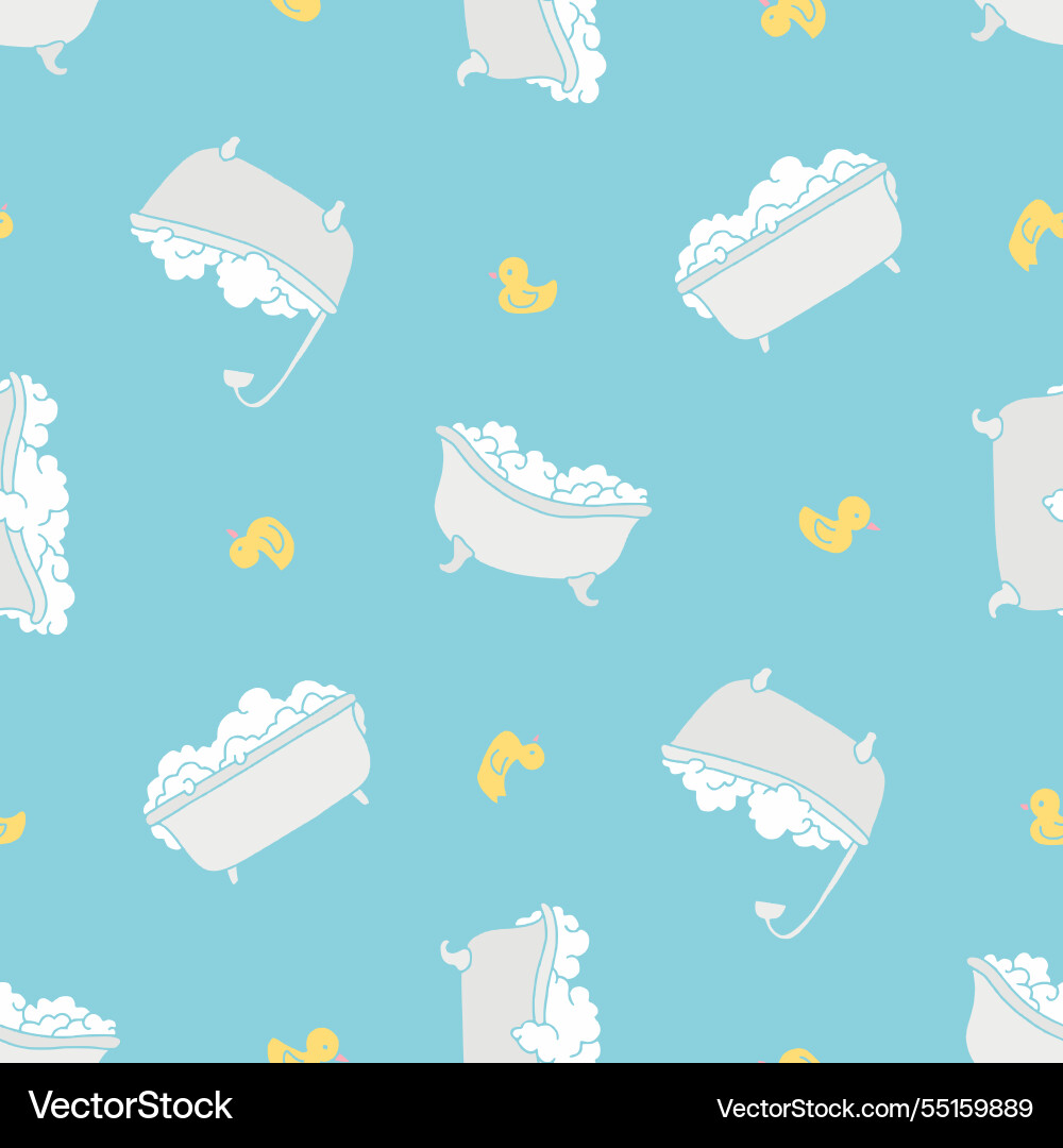 Bubble bath ducky seamless pattern for print Bubble bath ducky seamless pattern for print Vector Image