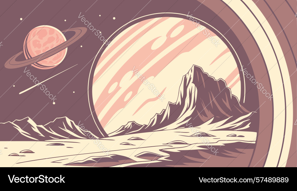Cosmic structure planet and gears vector image