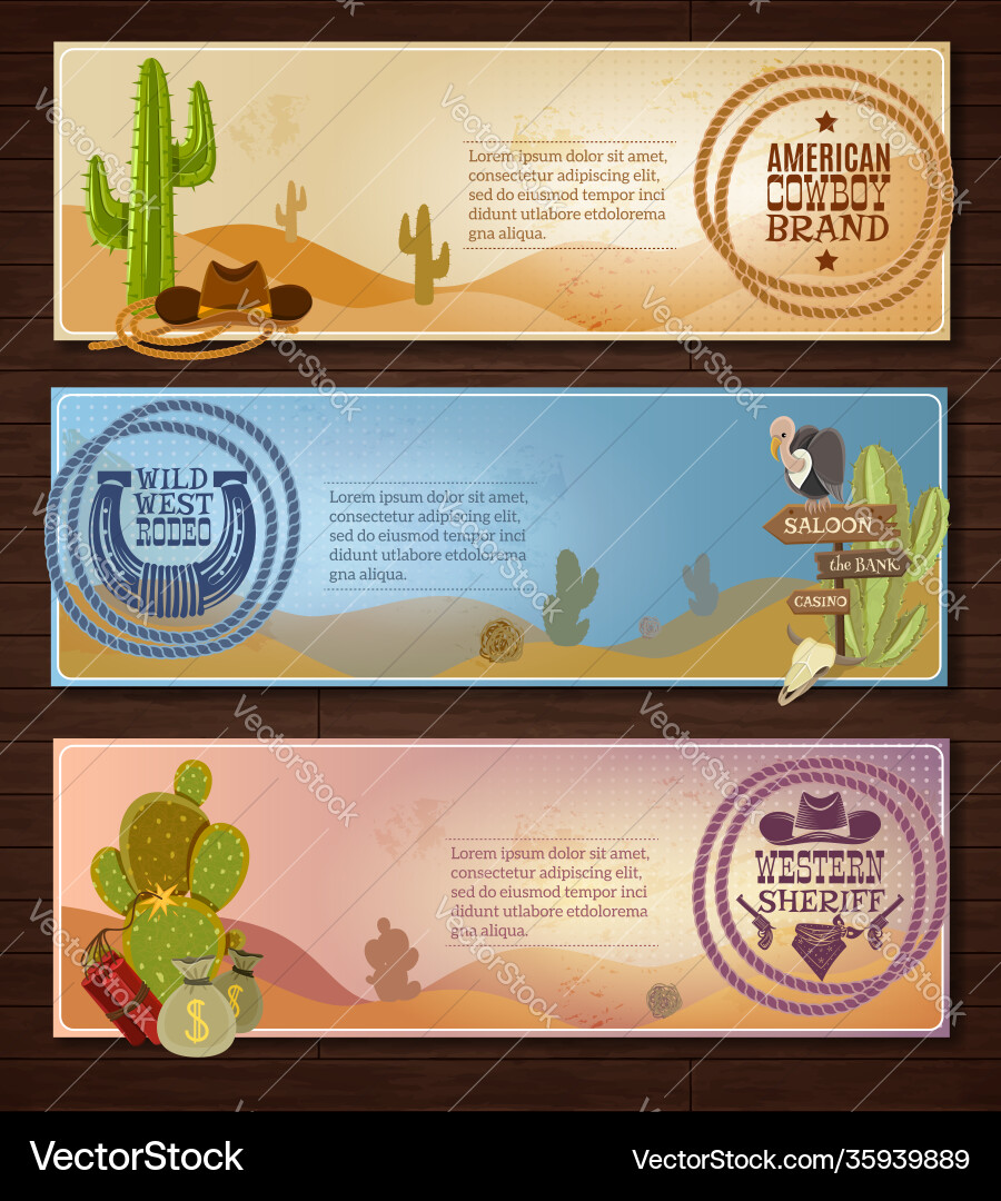 Cowboy Banner Set Cowboy Banner Set vektorbild