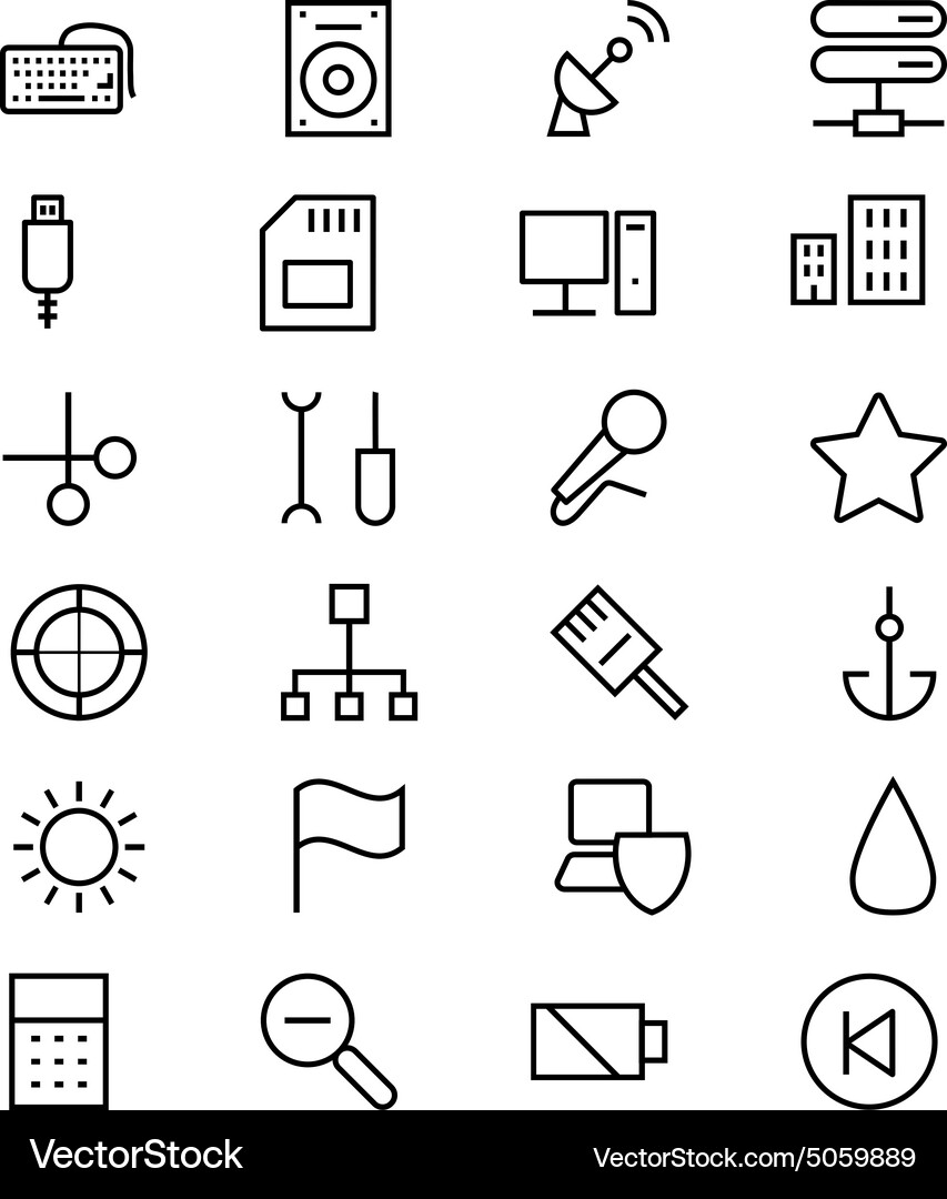 Internet Line Icons - Network & Connectivity Vector Image