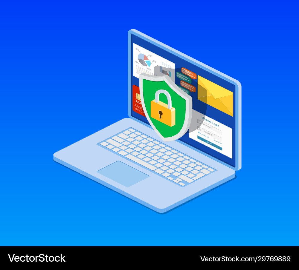 Isometric Computer Security Vector Image