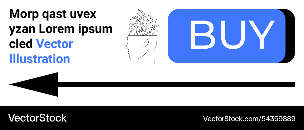 Large arrow pointing towards buy button with text Vector Image