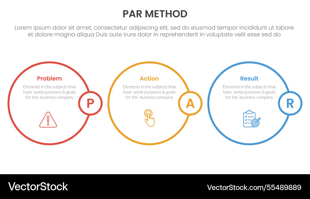 Par method infographic 3 point with horizontal Par method infographic 3 point with horizontal vector image