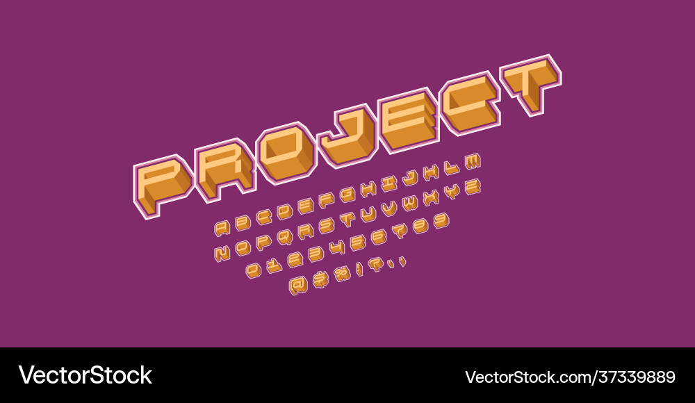 Three-dimensional characters in isometry alphabet Vector Image