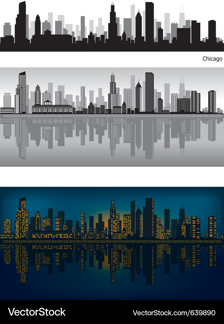 Chicago Skyline Reflection vector image