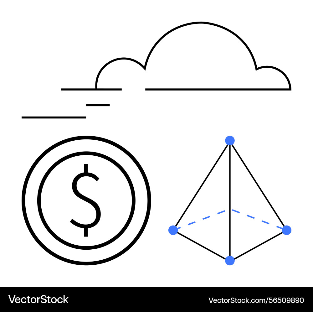 Cloud computing with currency symbol and geometric Cloud computing with currency symbol and geometric vector image