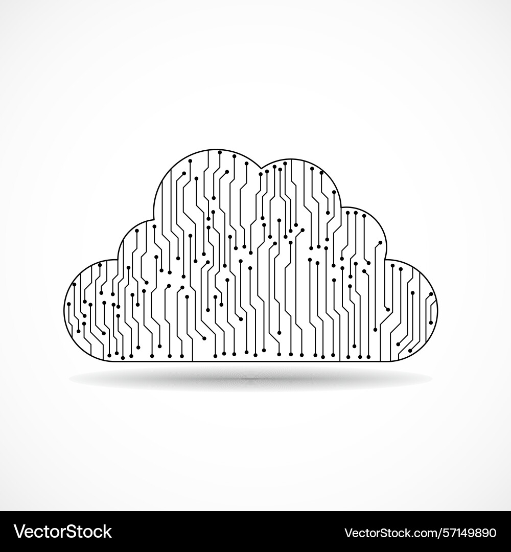 Cloud of circuit board technology network Vector Image