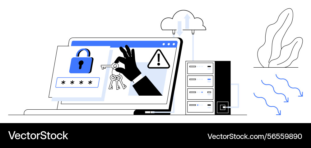Cybersecurity-Konzept mit Hackversuch Cybersecurity-Konzept mit Hackversuch Vektorbild