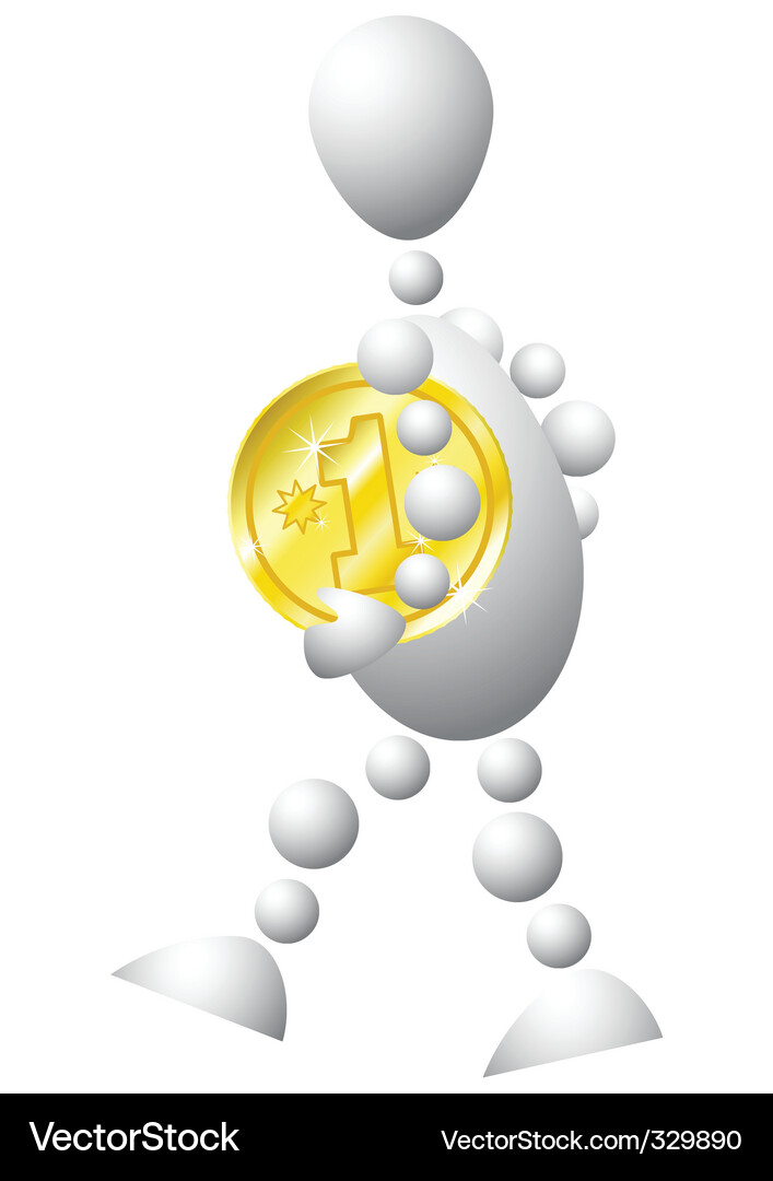 Man with golden coin Vector Image