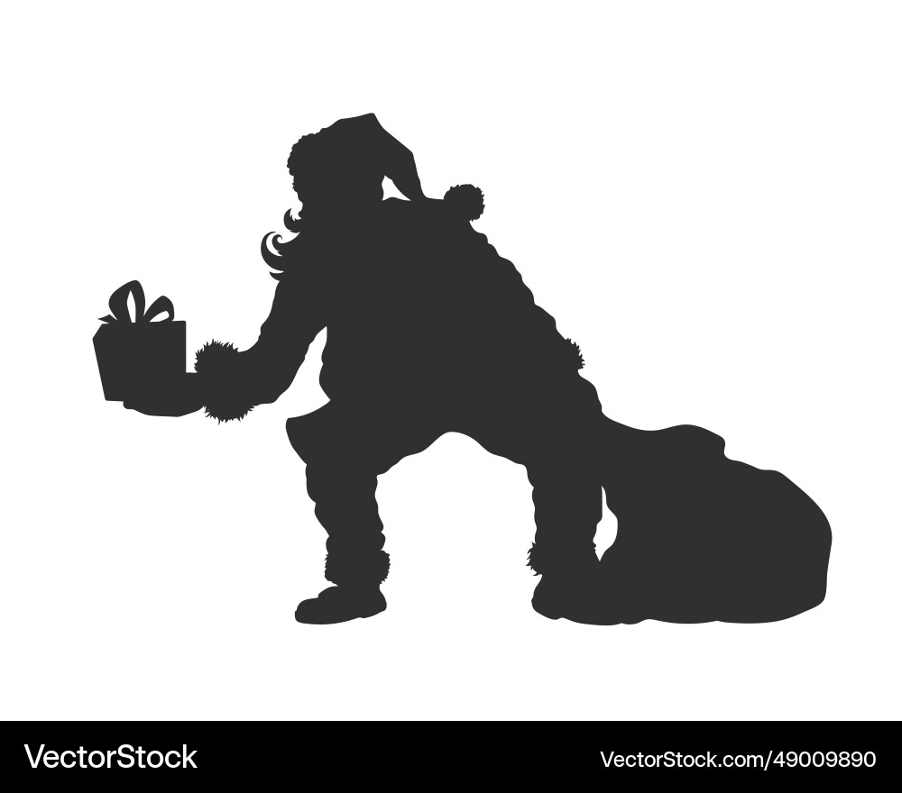 Santa claus gives a gift from bag isolated Santa claus gives a gift from bag isolated Vector Image