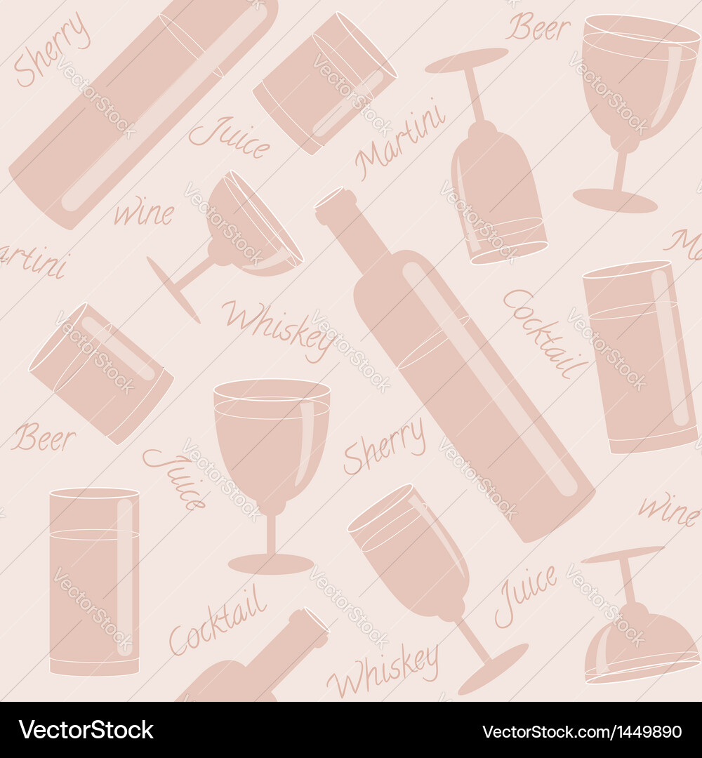 Seamless pattern with drinks and text Vector Image