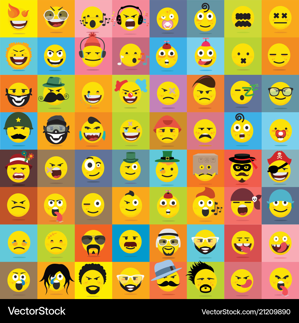 Set of emoticons emoji isolated Vector Image